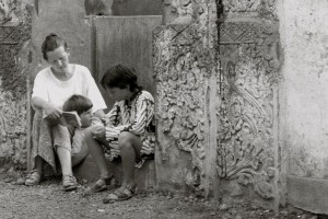 Childrens' stories by a horse-bath in Ubud. Bali, 1992