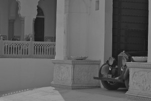 The Rolls resting in the Haveli at Alsisar in Rajasthan.   It had developed a troublesome cough as we skirted the Thar Desert.  The Raja’s mechanic, who was 85,  diagnosed adulterated petrol.  We changed the spark plugs and carried on.